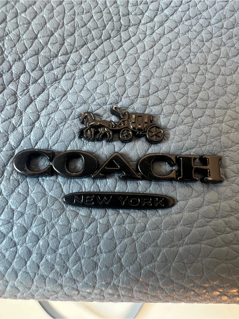 Coach Pebble Leather Lane Satchel Mist Blue